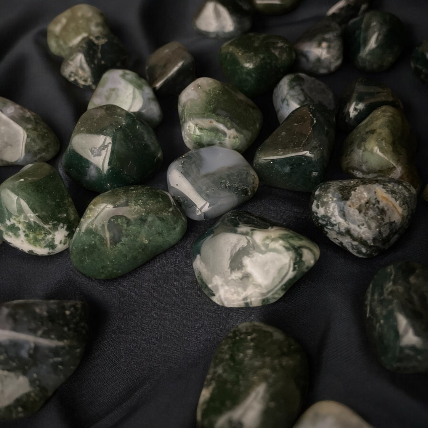 Green Moss Agate Tumbled Stone