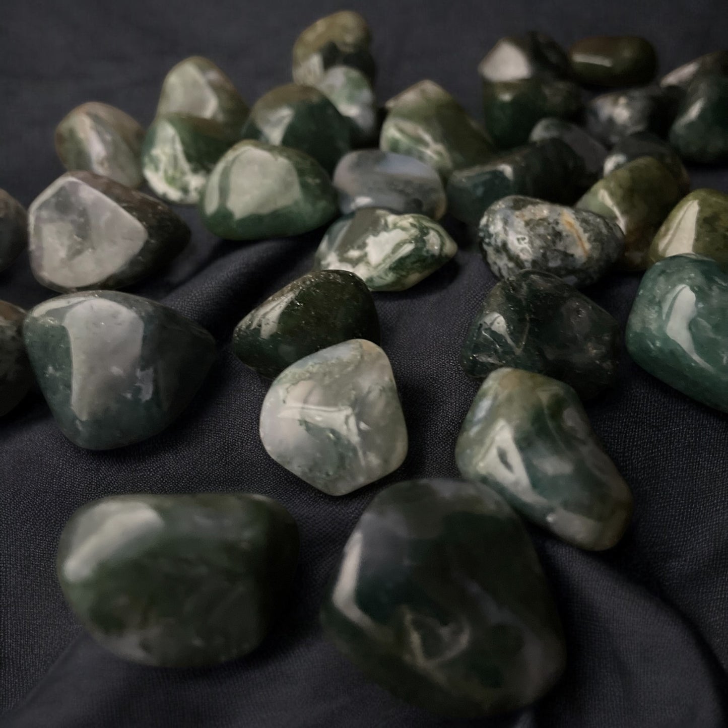 Green Moss Agate Tumbled Stone